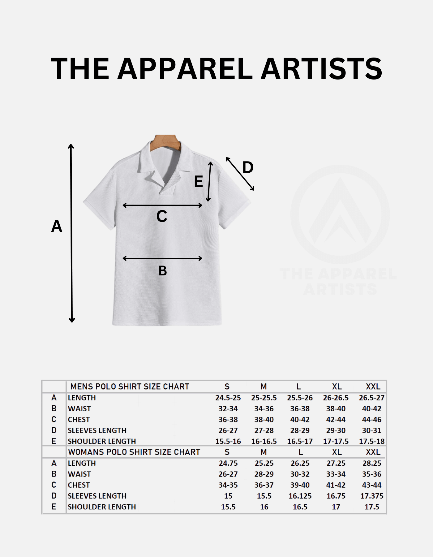 Polo Shirt Size Chart | Size Guard