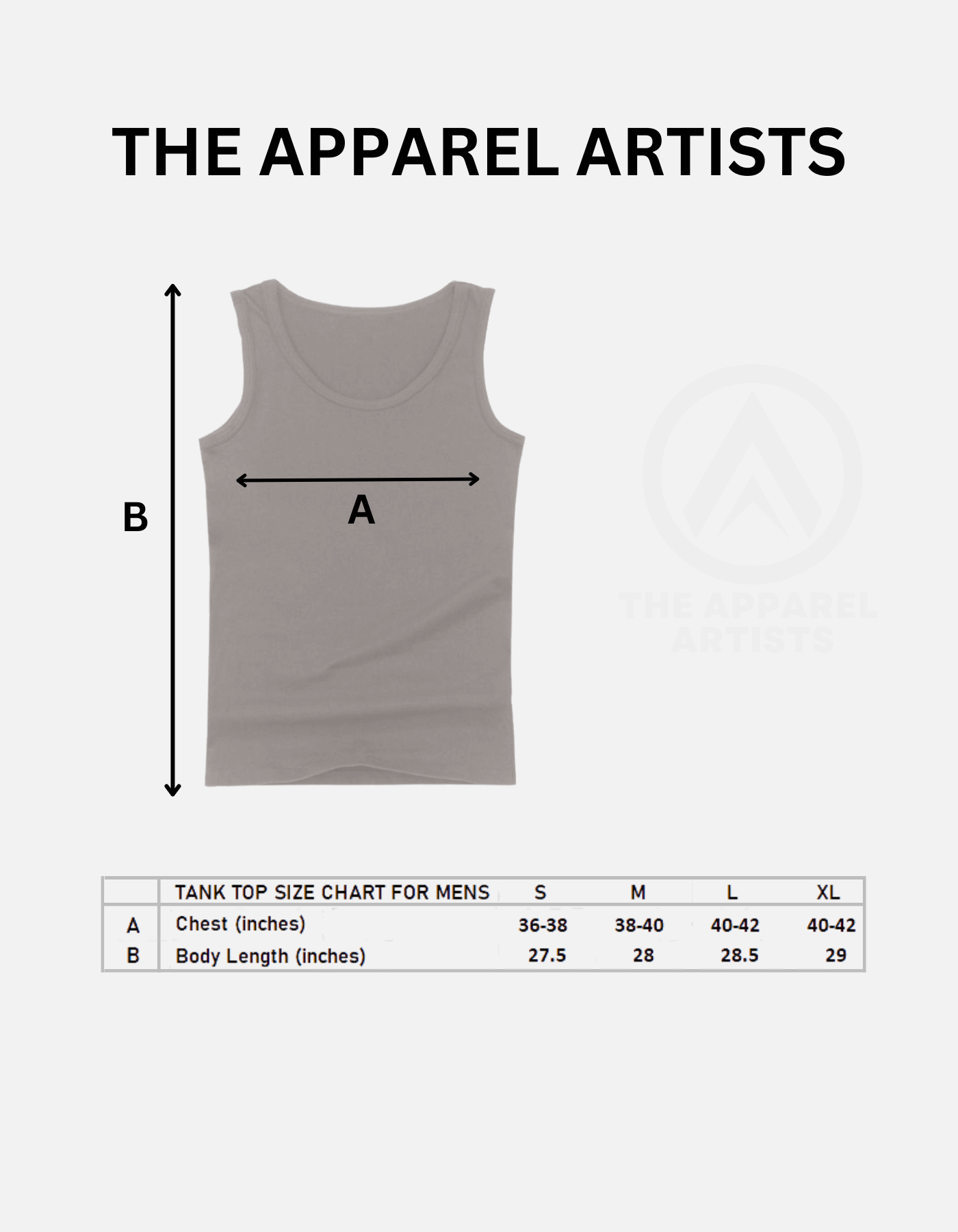 Tank Tops Size Chart Taa 7861